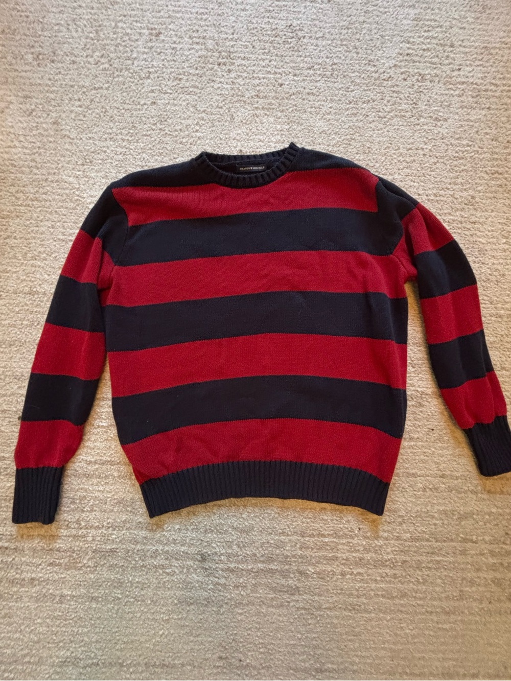 Brandy Melville Oversized Striped Brianna Knit Sweater Red Navy OS - Picture 2 of 10